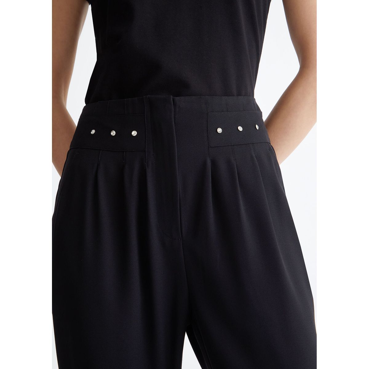 Pantalon crepe noir clearance femme