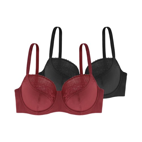Pack of 2 kelsea recycled underwired bras red/black Dorina