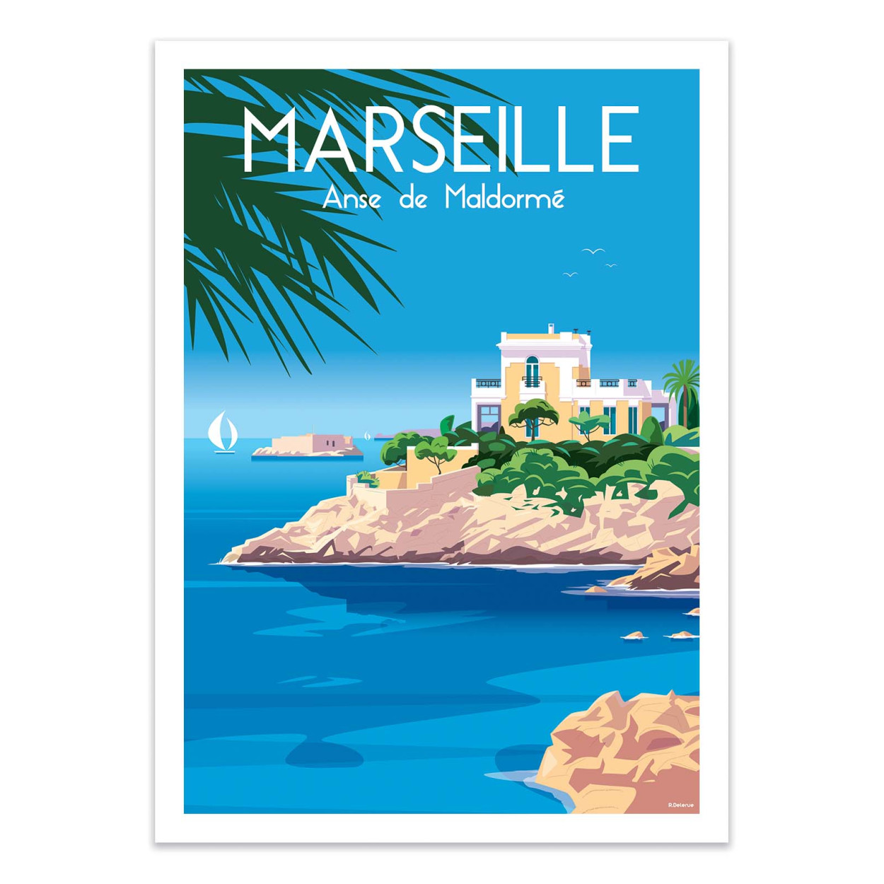 Affiche d'art - Marseille Anse de Maldormé - Raphael Delerue, WALL EDITIONS