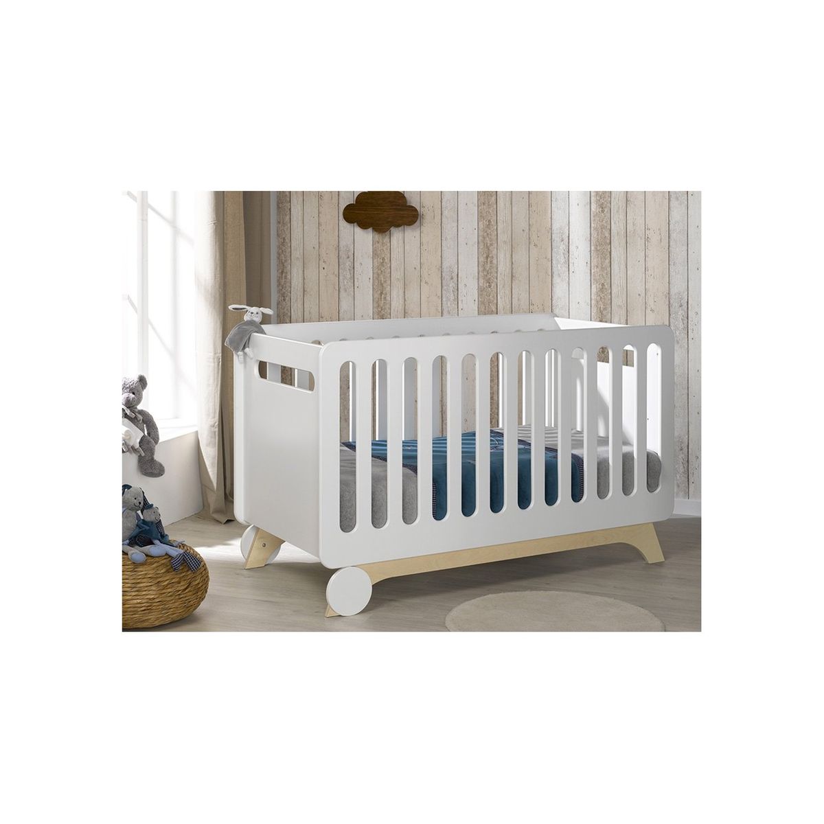 Lit Bebe Bonheur 70x140 Cm Avec 1 Pan Amovible Blanc Bois Baby Fox La Redoute