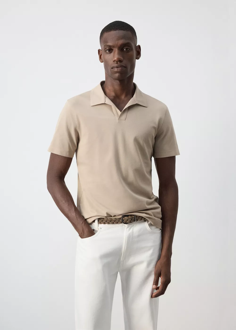 Polo coton mélangé slim fit, MANGO MAN