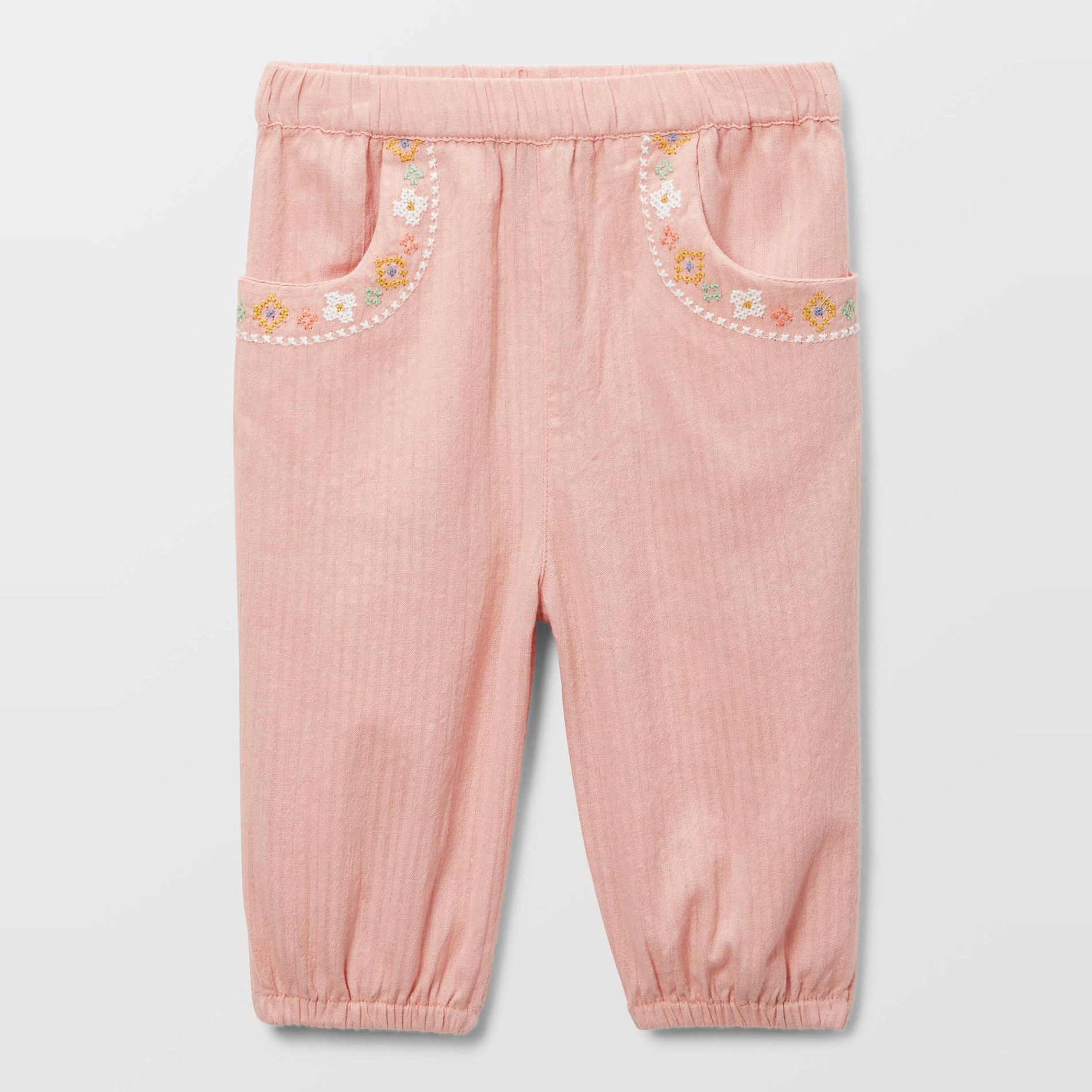 Pantalon brodé en seersucker en coton BIO GOTS, BOUT'CHOU