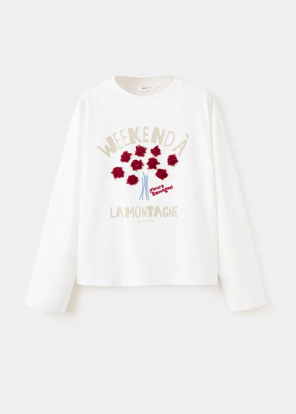 T-shirt coton détail fleurs, MANGO KIDS