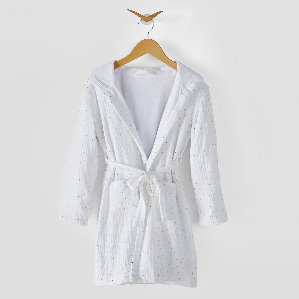 Product photograph of Kumla Child S Hooded Bathrobe In Star Print Cotton Muslin from La Redoute UK