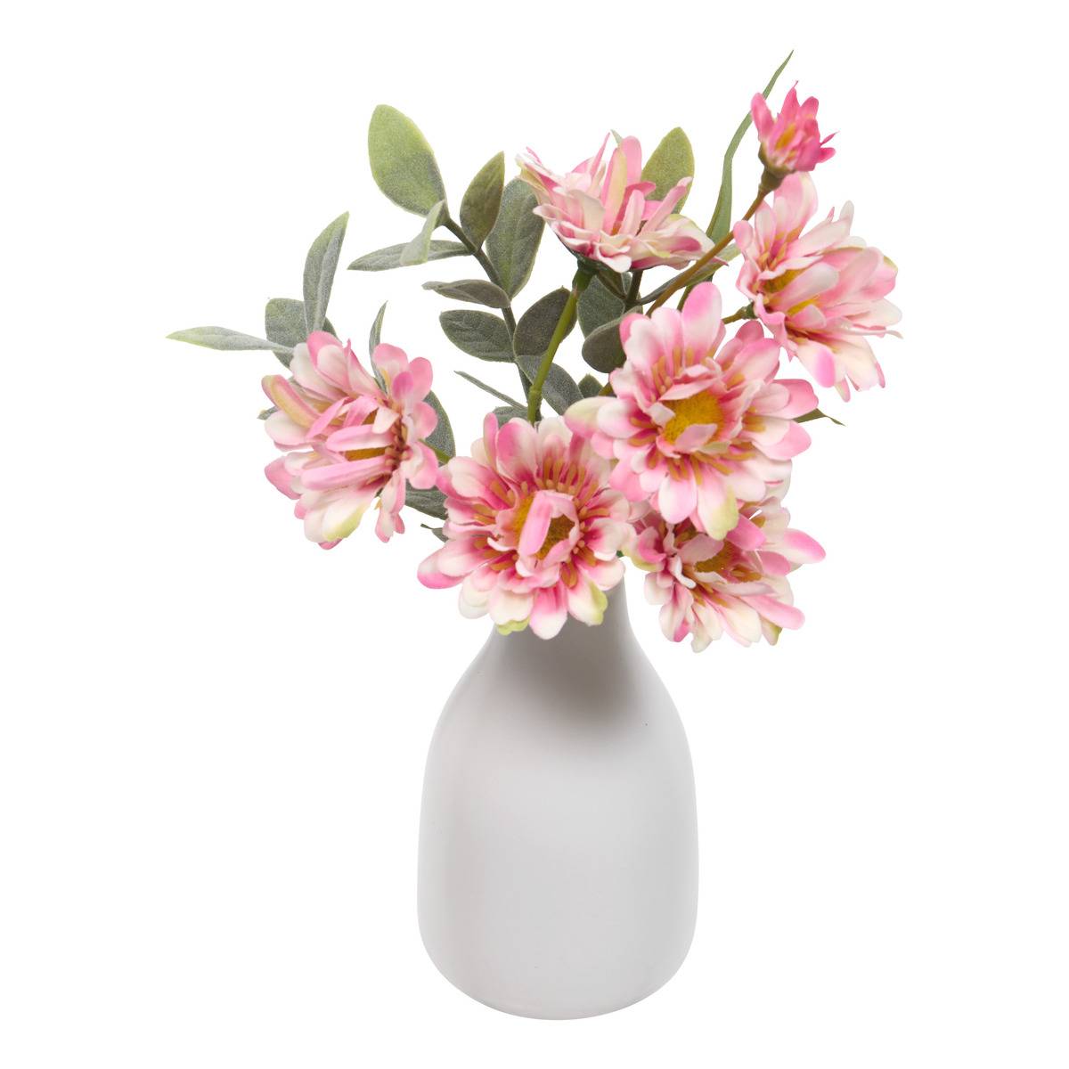 Composition de dahlias artificiels en vase en grès BINA, ATMOSPHERA