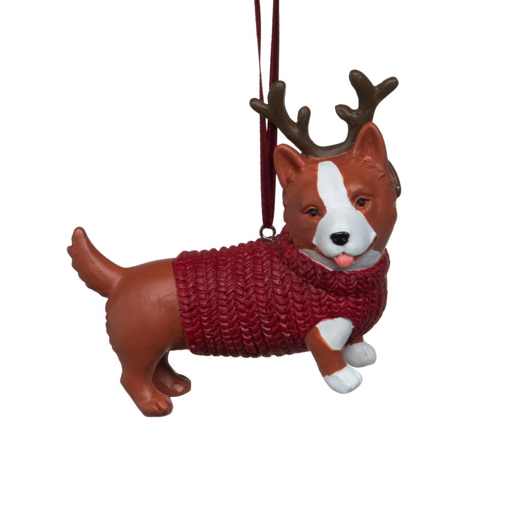 Ornement de Noël corgi en résine, AMADEUS