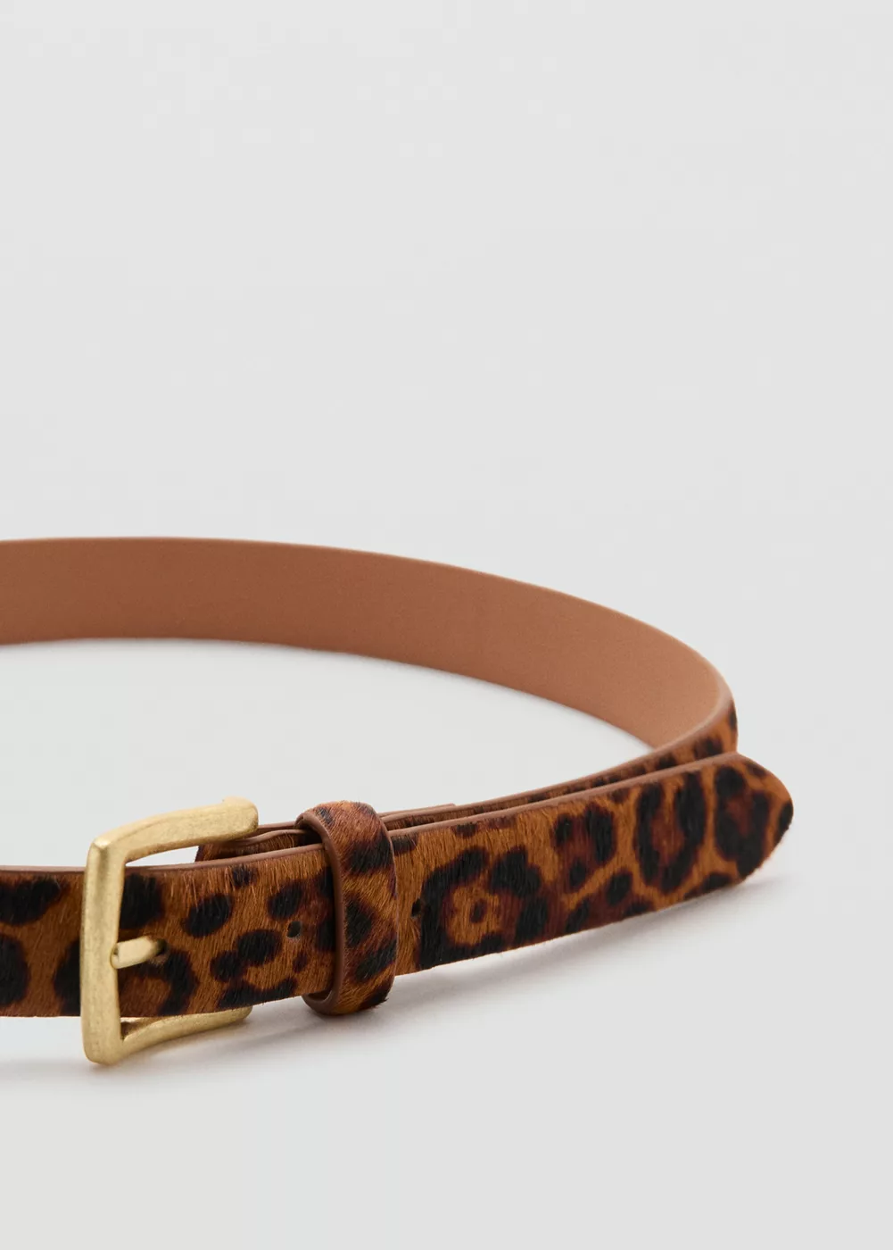 Ceinture cuir imitation fourrure léopard, MANGO