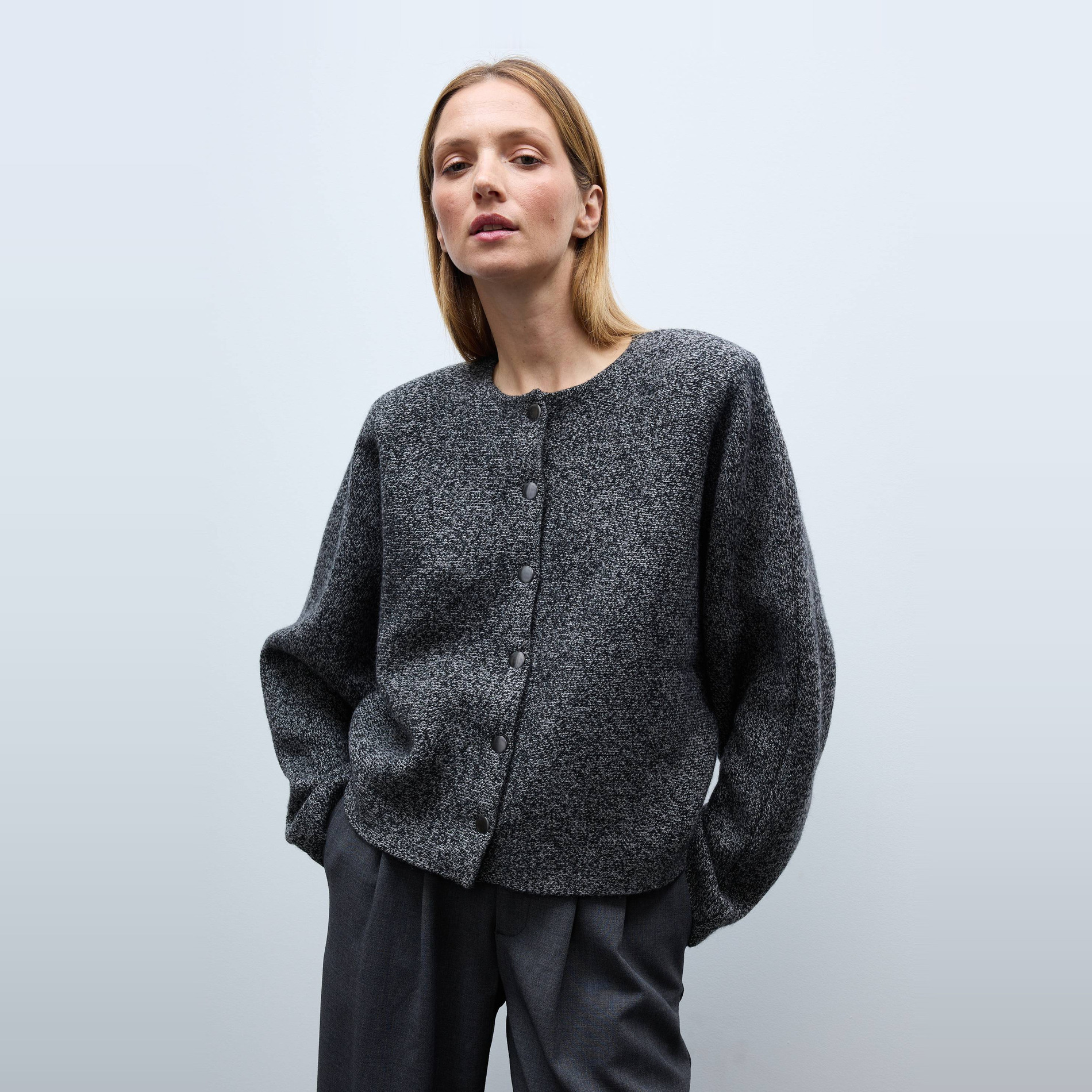 Cardigan à manches longues en laine, MONOPRIX