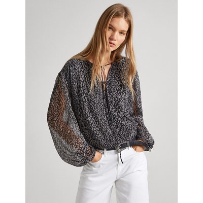 Printed V-Neck Draping Blouse PEPE JEANS