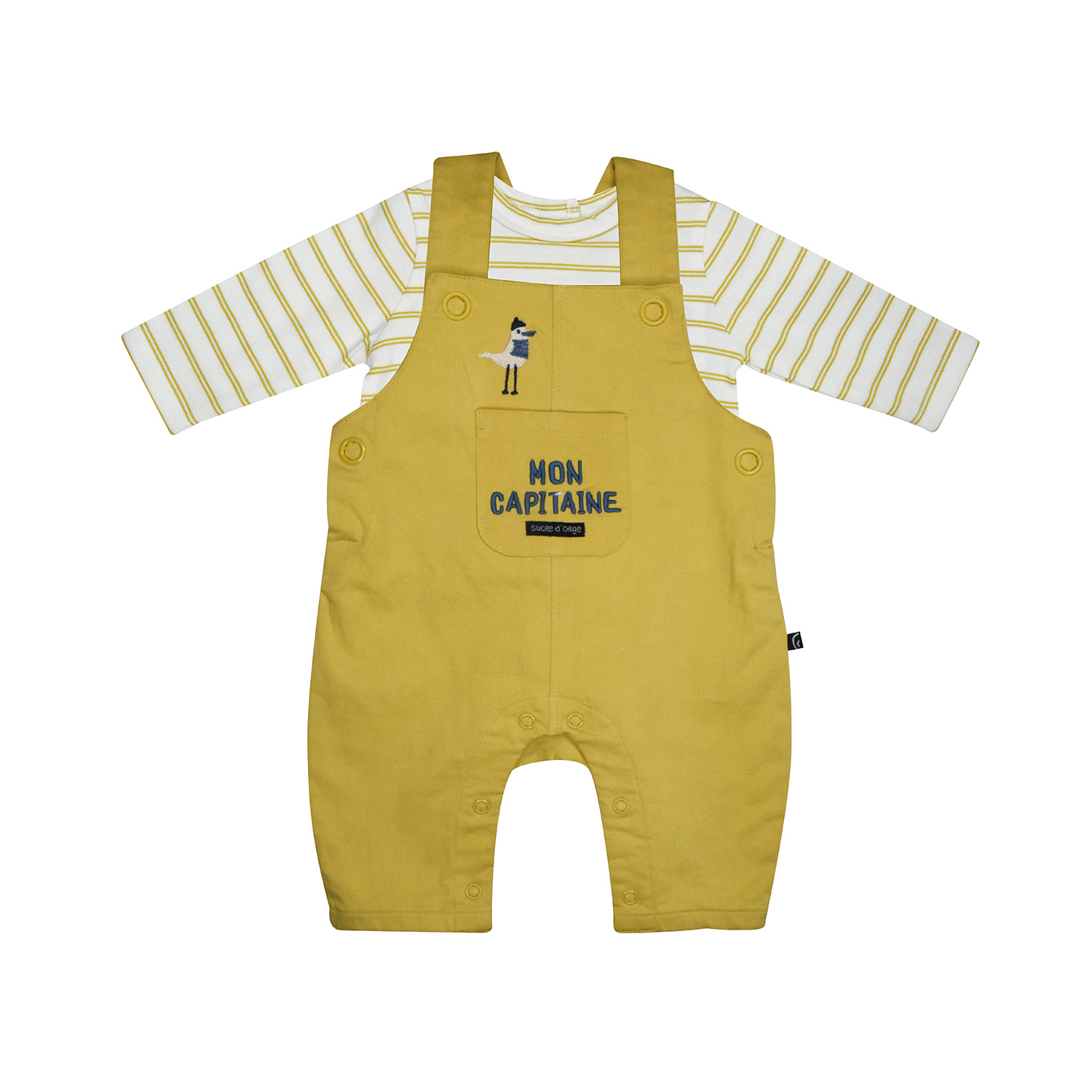 Tshirt salopette mehdi twill long naissance, SUCRE D'ORGE