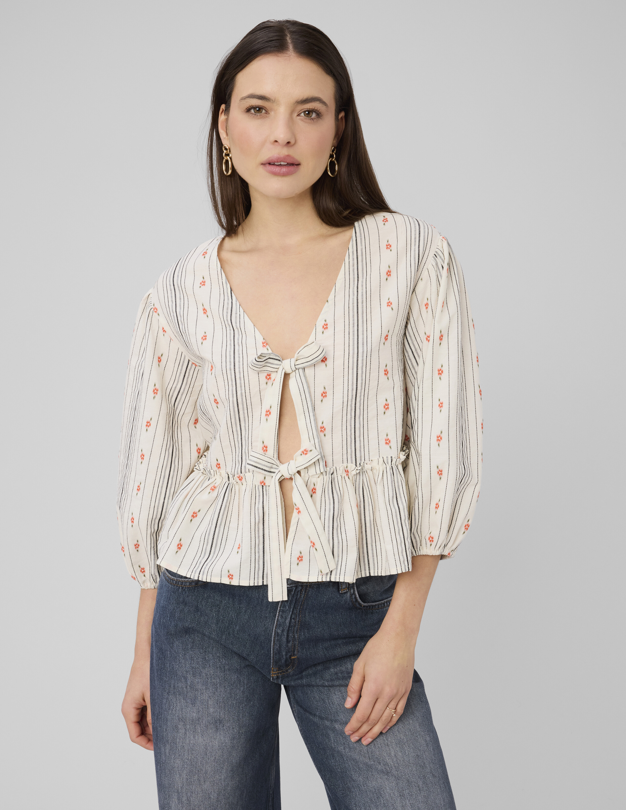 Blouse imprimée à nouer, BZB