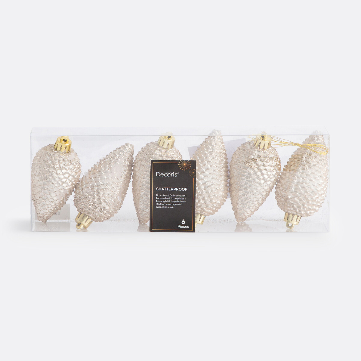 Set van 6 kerst dennenappels om op te hangen, Caspar