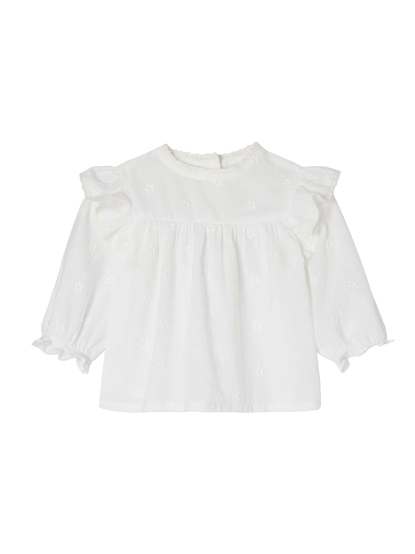 Blouse cérémonie brodée naissance manches longues, VERTBAUDET