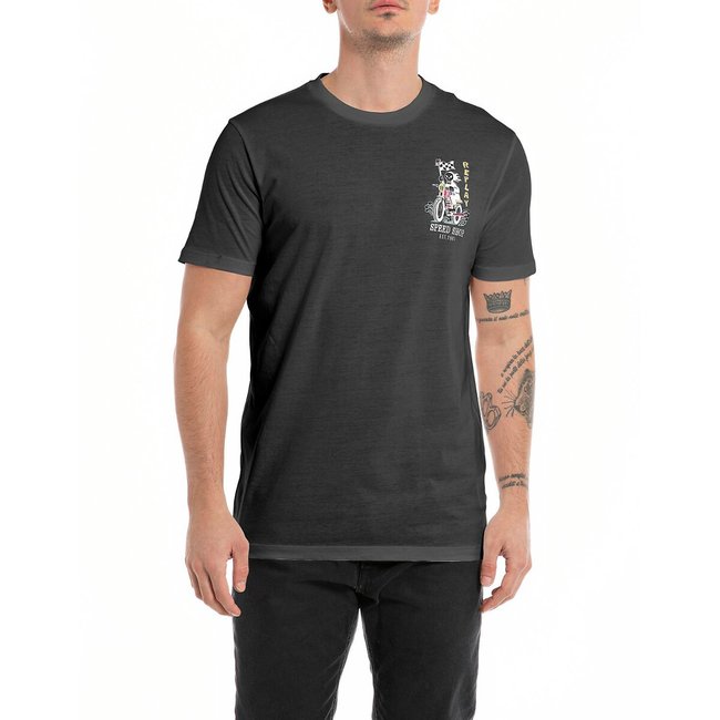 Printed Regular Fit T-Shirt, black, REPLAY