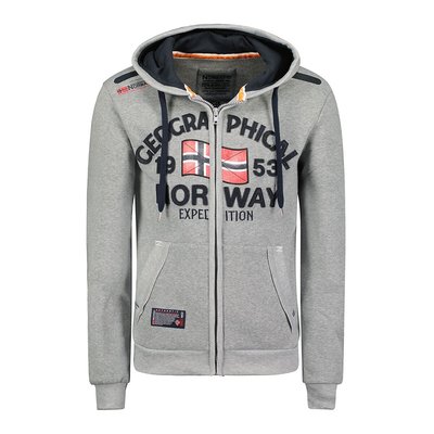 Large Logo Print Hoodie with Full Zip GEOGRAPHICAL NORWAY