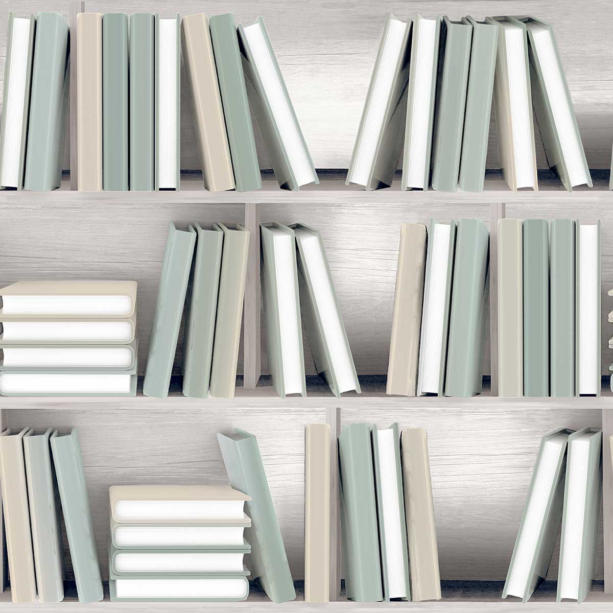 Papier peint étagère livres pastel moderne, HEXOA