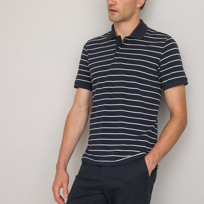 Striped Polo Shirt in Organic Cotton with Short Sleeves LA REDOUTE COLLECTIONS
