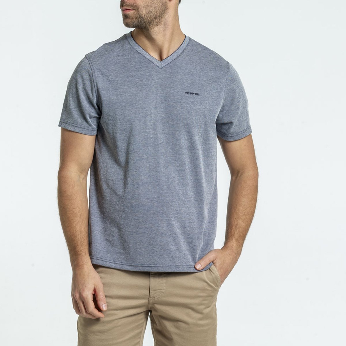 T-shirt col v uni, MISE AU GREEN