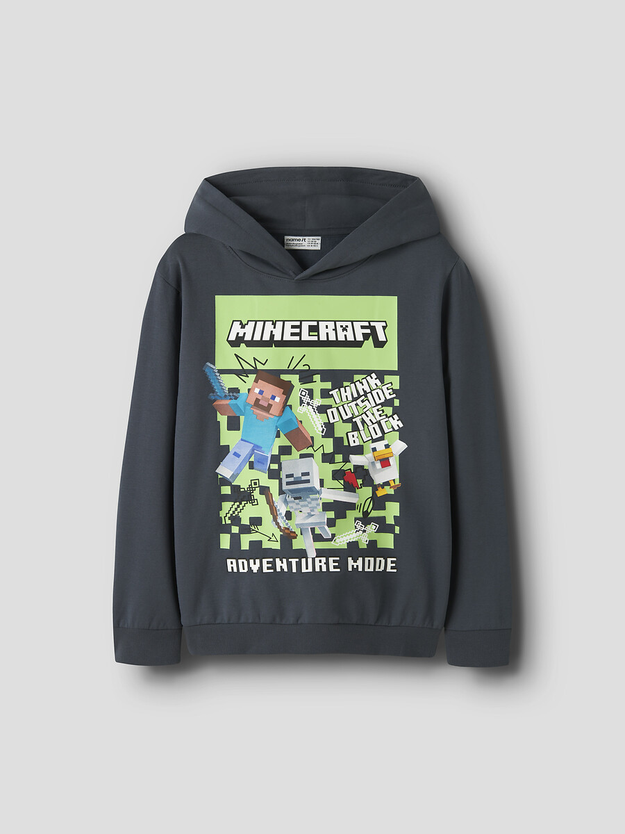 Sweat à capuche avec imprimé MINECRAFT, en molleton, NAME IT