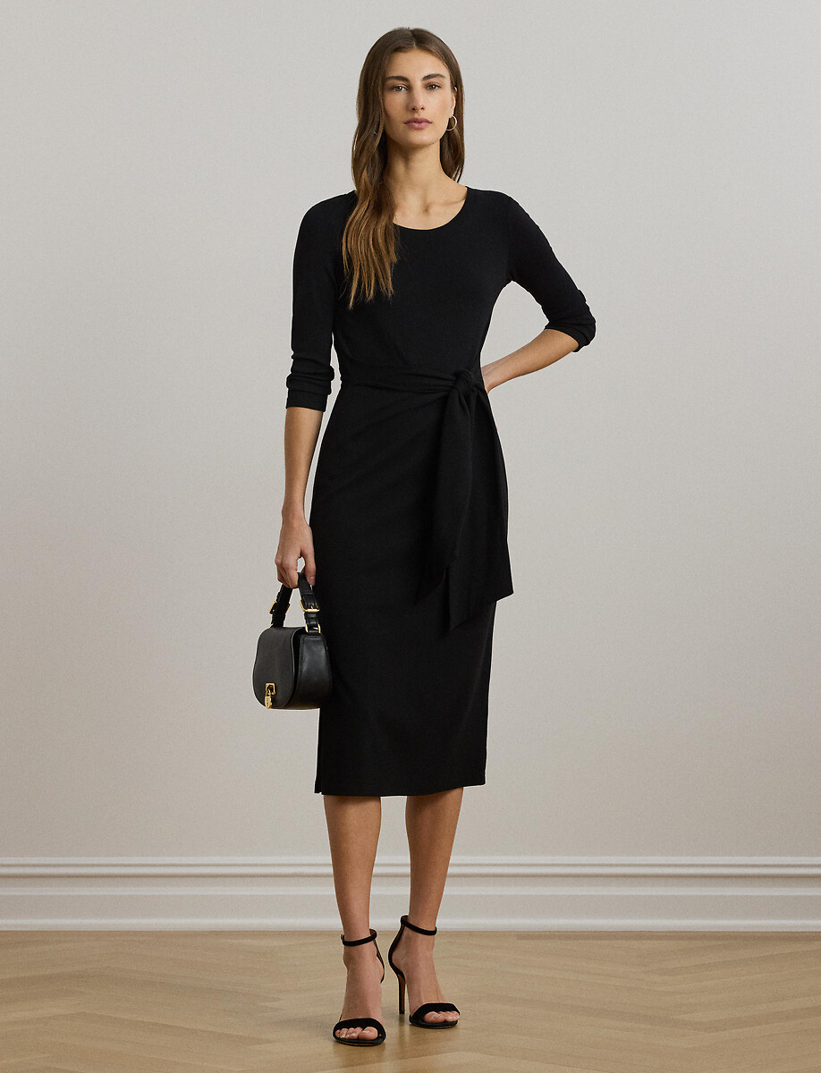 Robe midi à col rond manches longues, IMALAH, LAUREN RALPH LAUREN