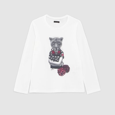 Printed Cotton T-Shirt with Long Sleeves IKKS JUNIOR