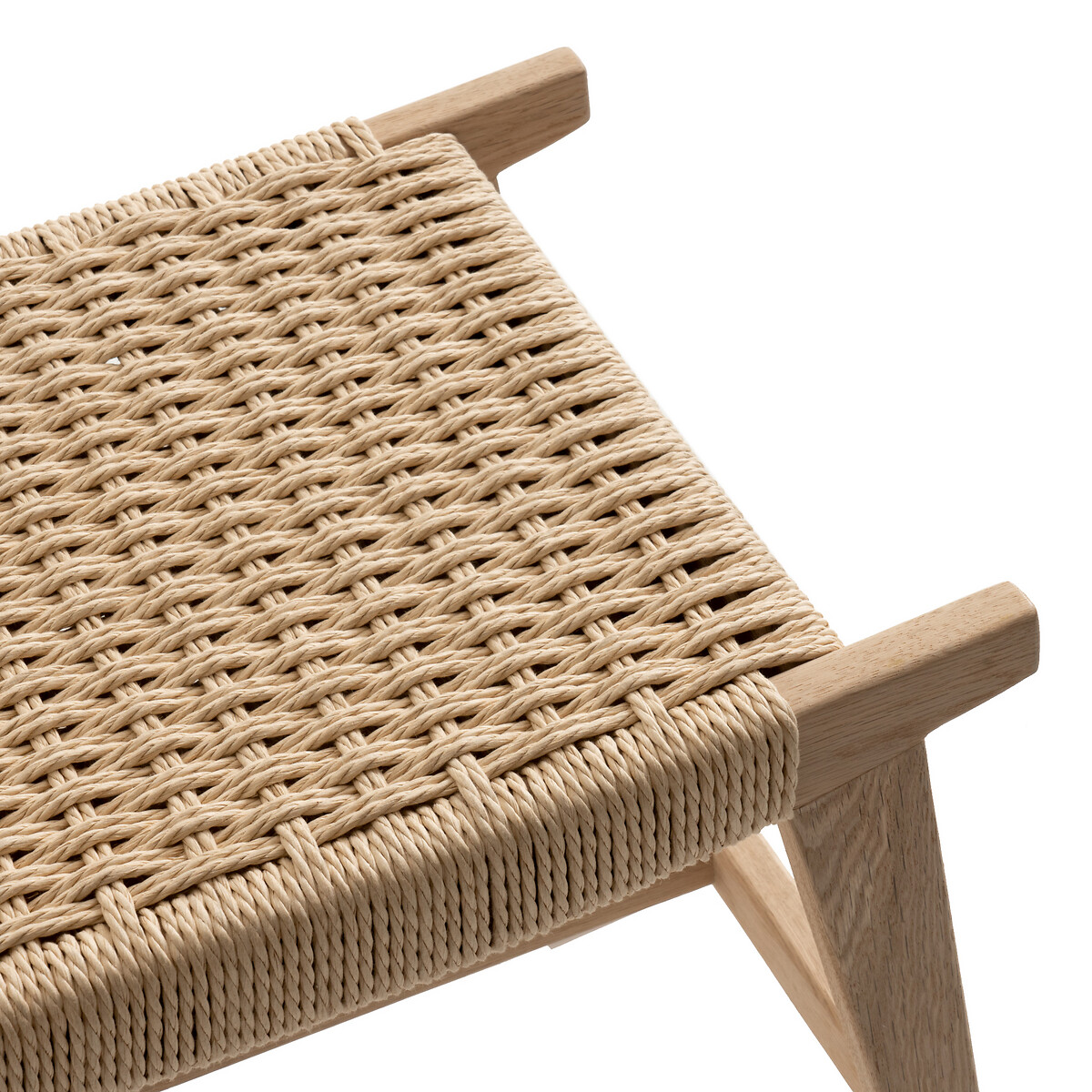 Product photograph of Kioto Oak And Woven Braided Stool from La Redoute UK.