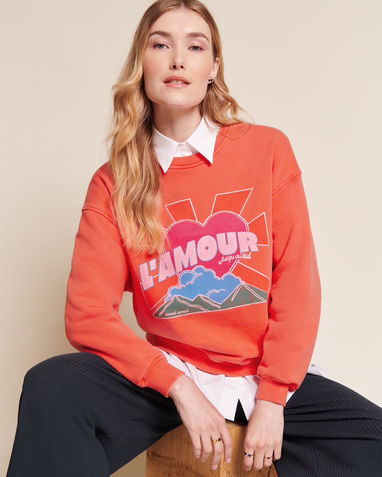 Sweat illustré en coton bio, JUSQU'AU CIEL, EMOI EMOI