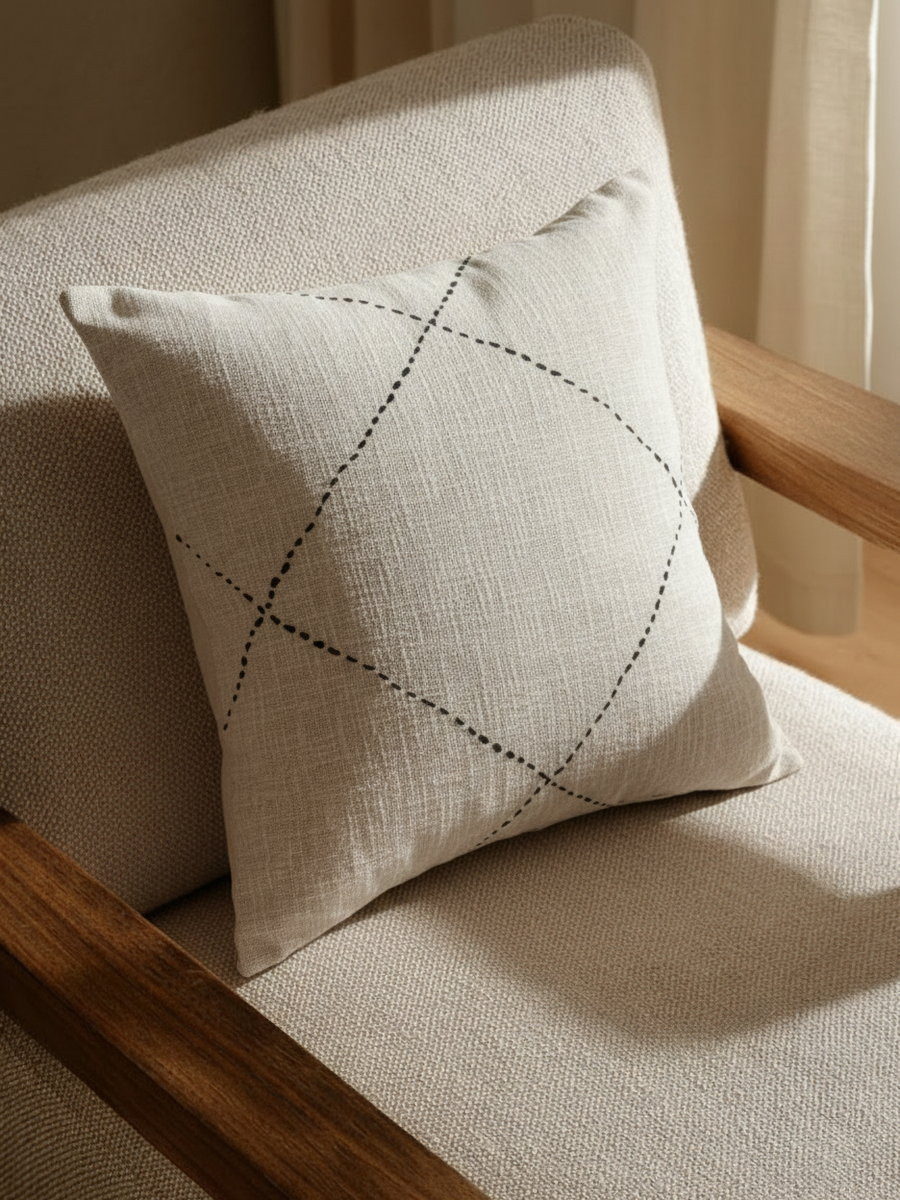 Coussin 100% Coton Géométrique -DUAKE, KENAY