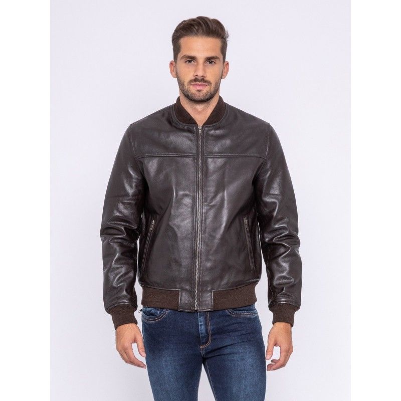 Blouson cuir teddy budy marron Ritchie La Redoute