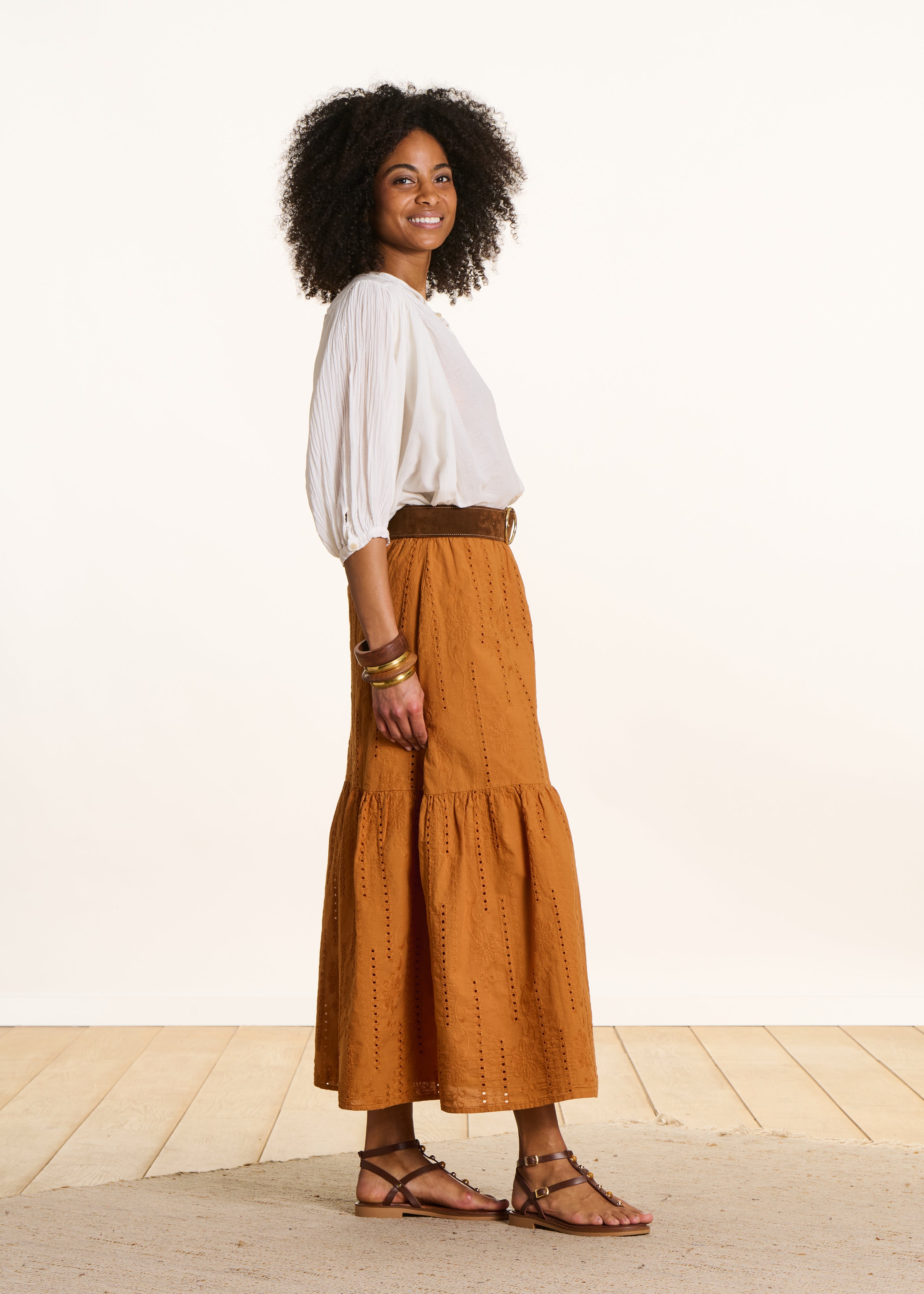 Jupe longue à volants en broderie anglaise, LA FEE MARABOUTEE