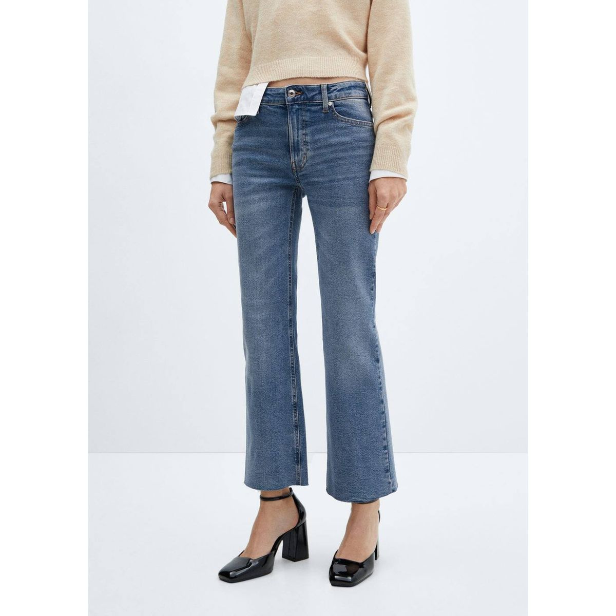 Jean cropped best sale flare femme