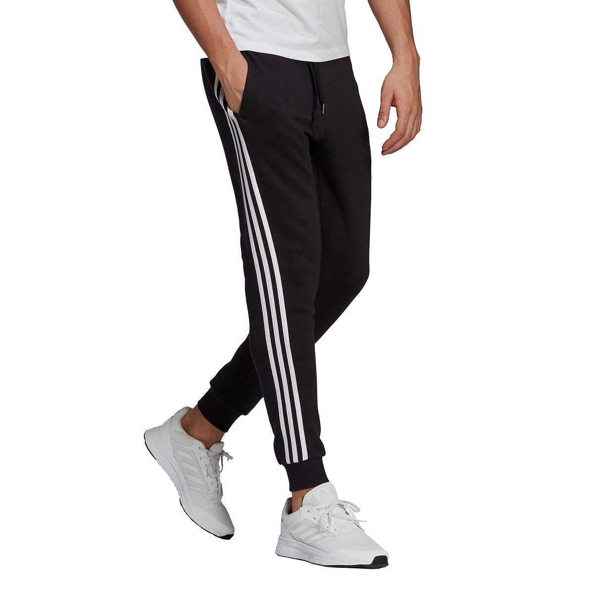 3 stripe sports joggers in cotton mix black Adidas Sportswear