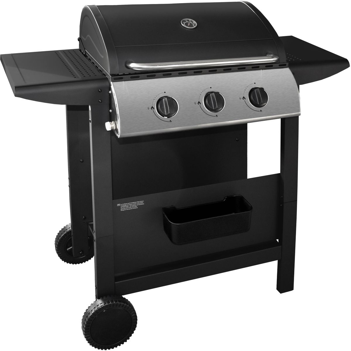 Barbecue gaz BGZ L1 noir 3 brûleurs sur chariot, 51x34 cm, LISTO