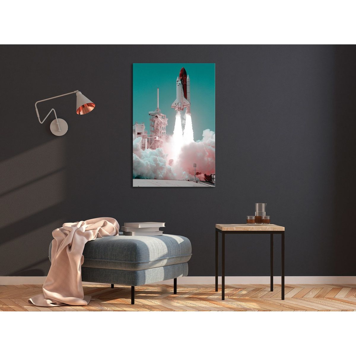 Tableau enfant fusée dans l'espace - 80 x 120 cm ARTGEIST Pas Cher