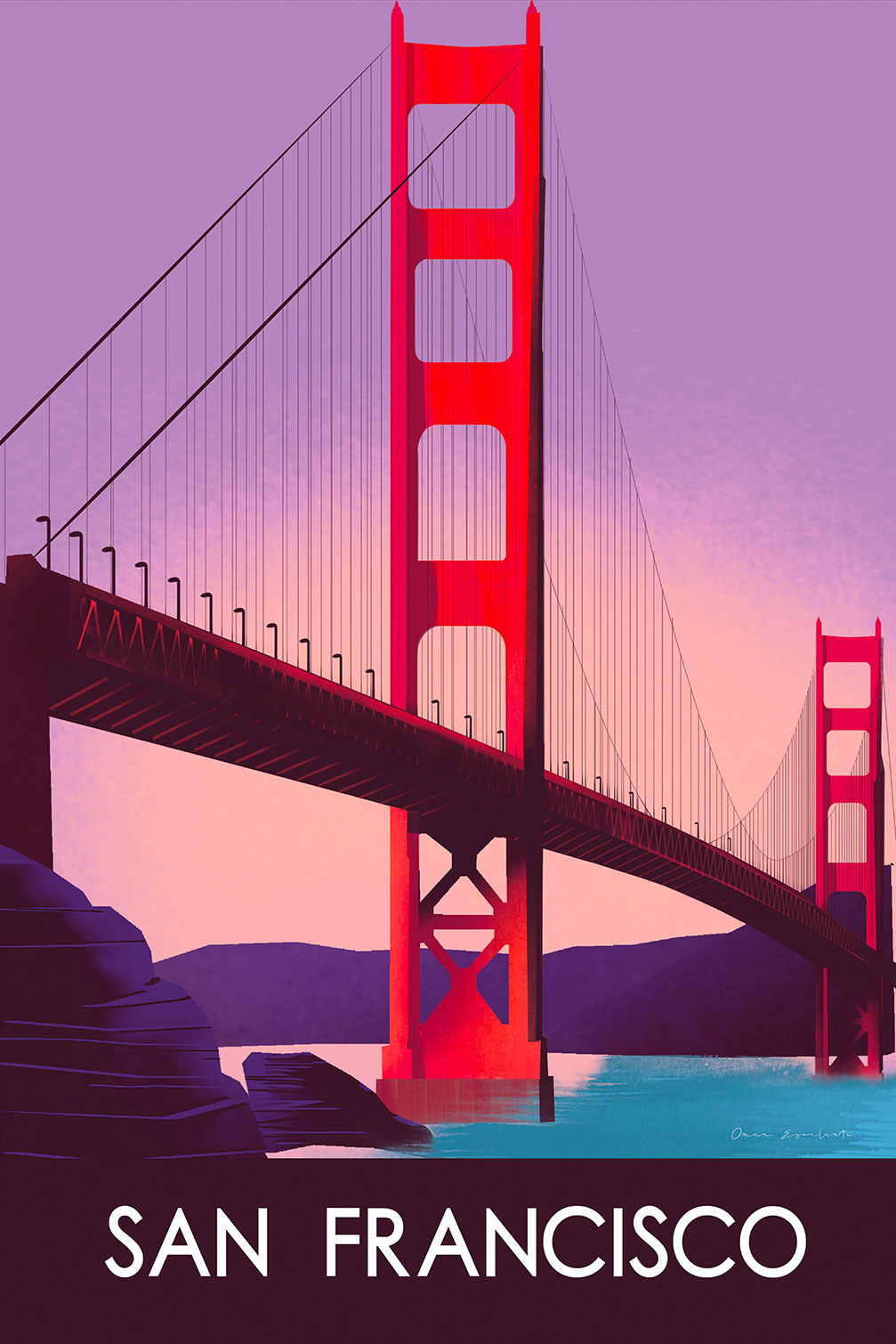 Tableau deco ville Le pont de San Francisco, HEXOA