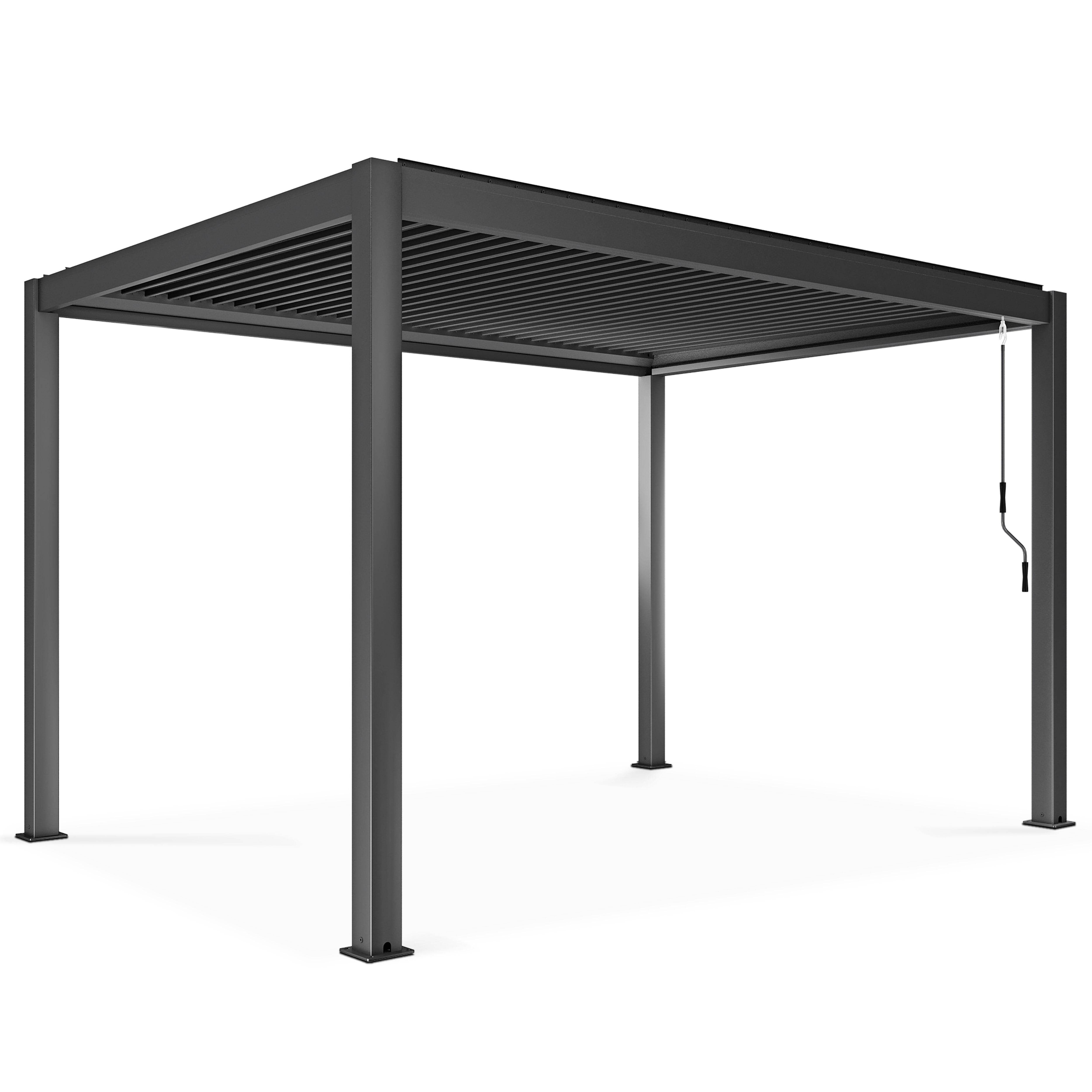 Pergola bioclimatique autoportée gris 3 x 4 x 2.57 m, OVIALA