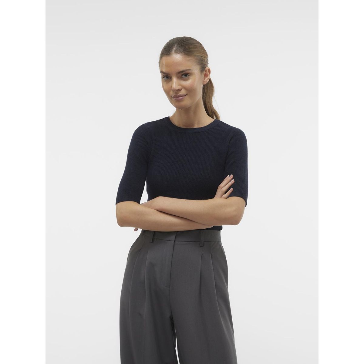 Veri 2 4 Knit Pullover Sandshell Detail Bla