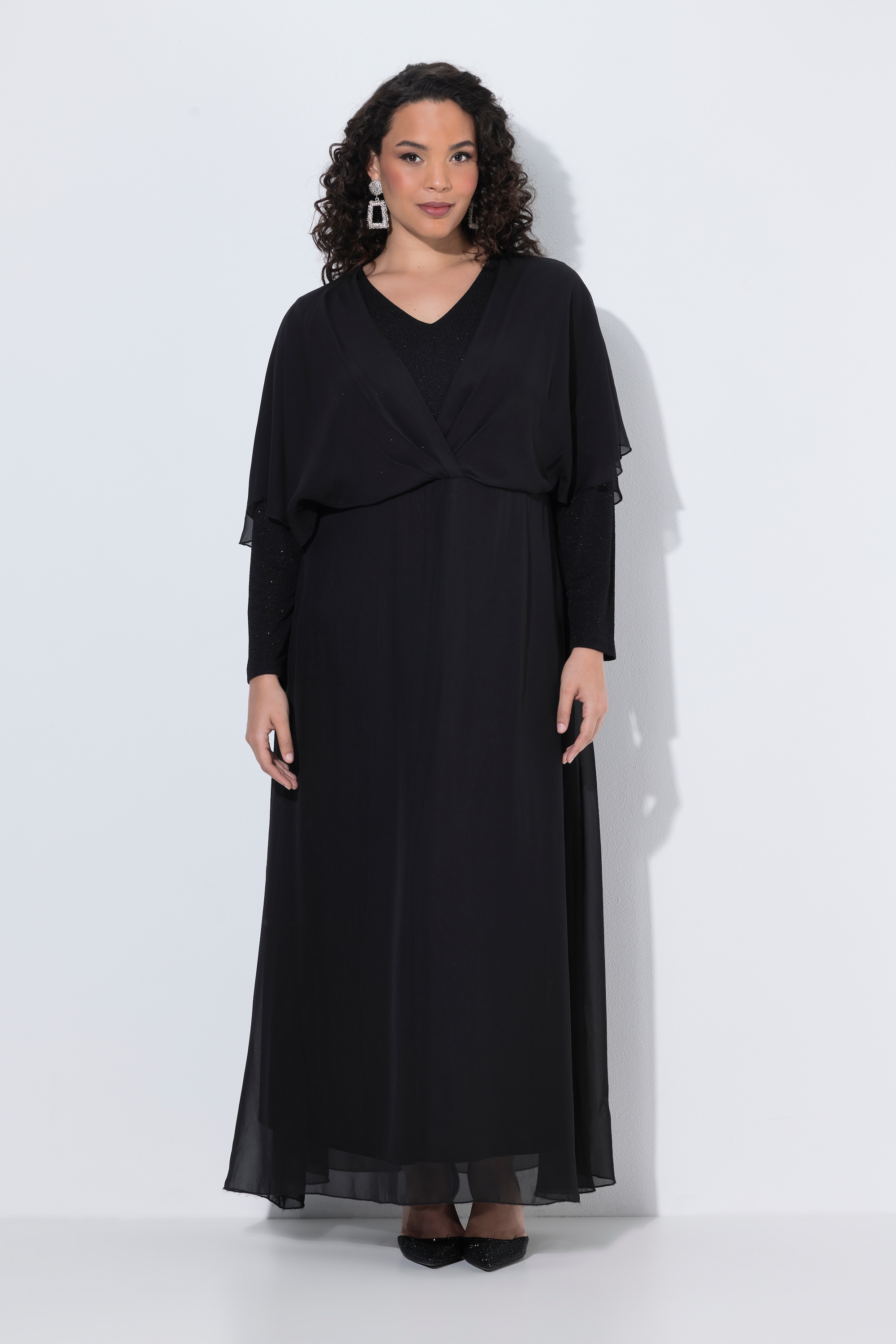 Robe maxi en mousseline, paillettes, ULLA POPKEN