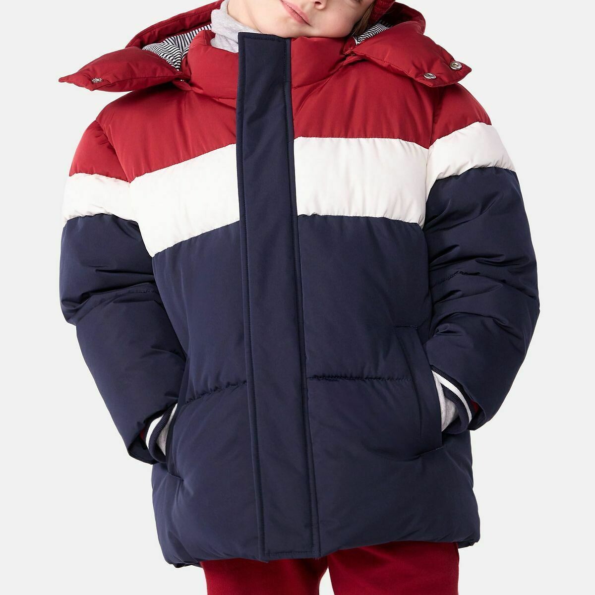 Doudoune à capuche colorblock
