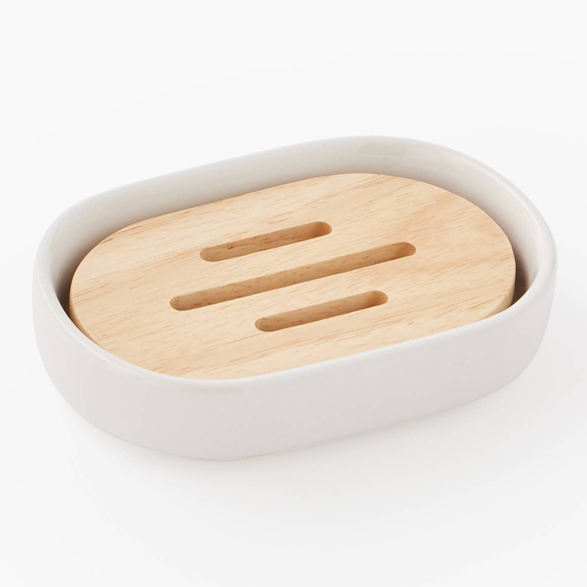 Porte savon en céramique et bois, 2,6x12,7x8,7cm, MONOPRIX