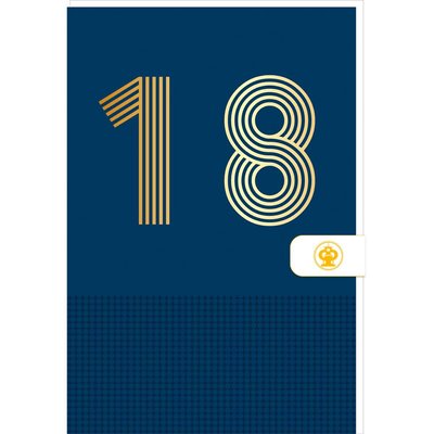 Carte d'anniversaire 18 ans en Or - Bleu marine - A message - Pour Ados Fille Garçon - 11,5 x 17  cm - DRAEGER PARIS