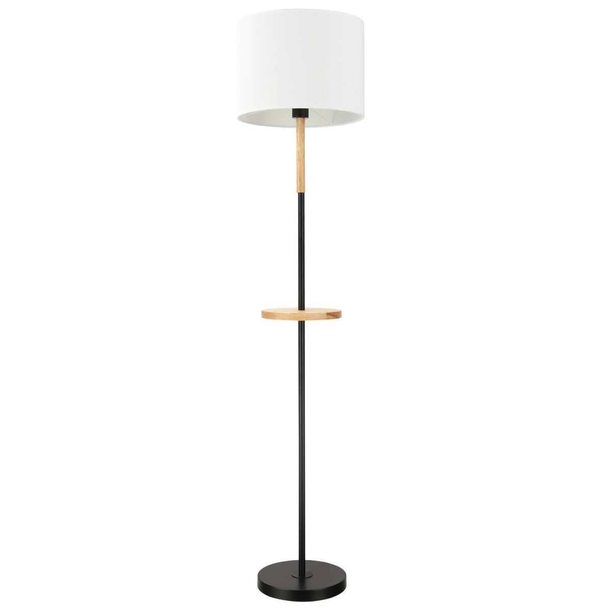 lampadaire etagere style industriel metal noir bois hevea blanc