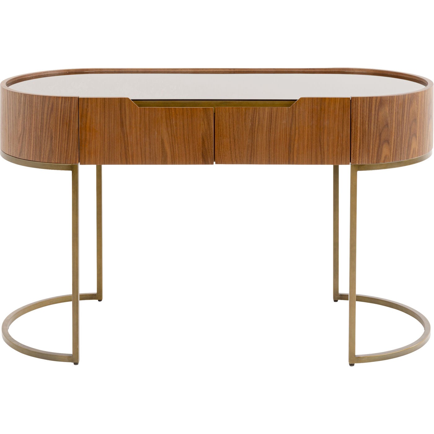 Bureau 2 tiroirs en noyer et verre, GIORGIO, KARE DESIGN
