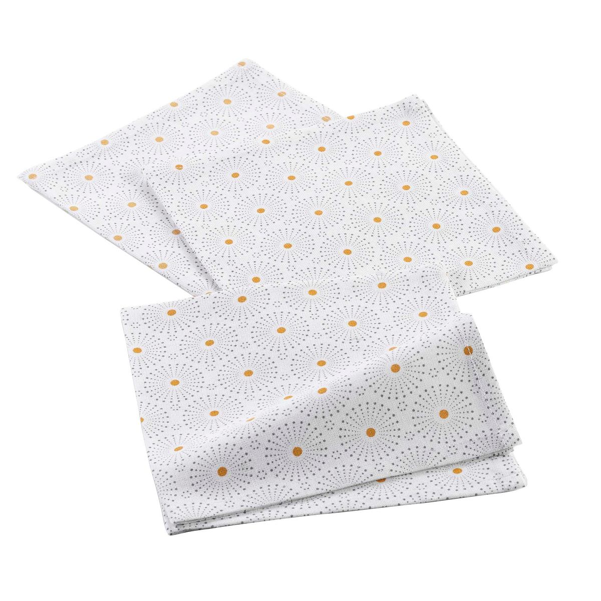 Douceur D'Intérieur Serviettes De Table 40x40cm Motif Astre - Lot De 3 En Coton Imprimé