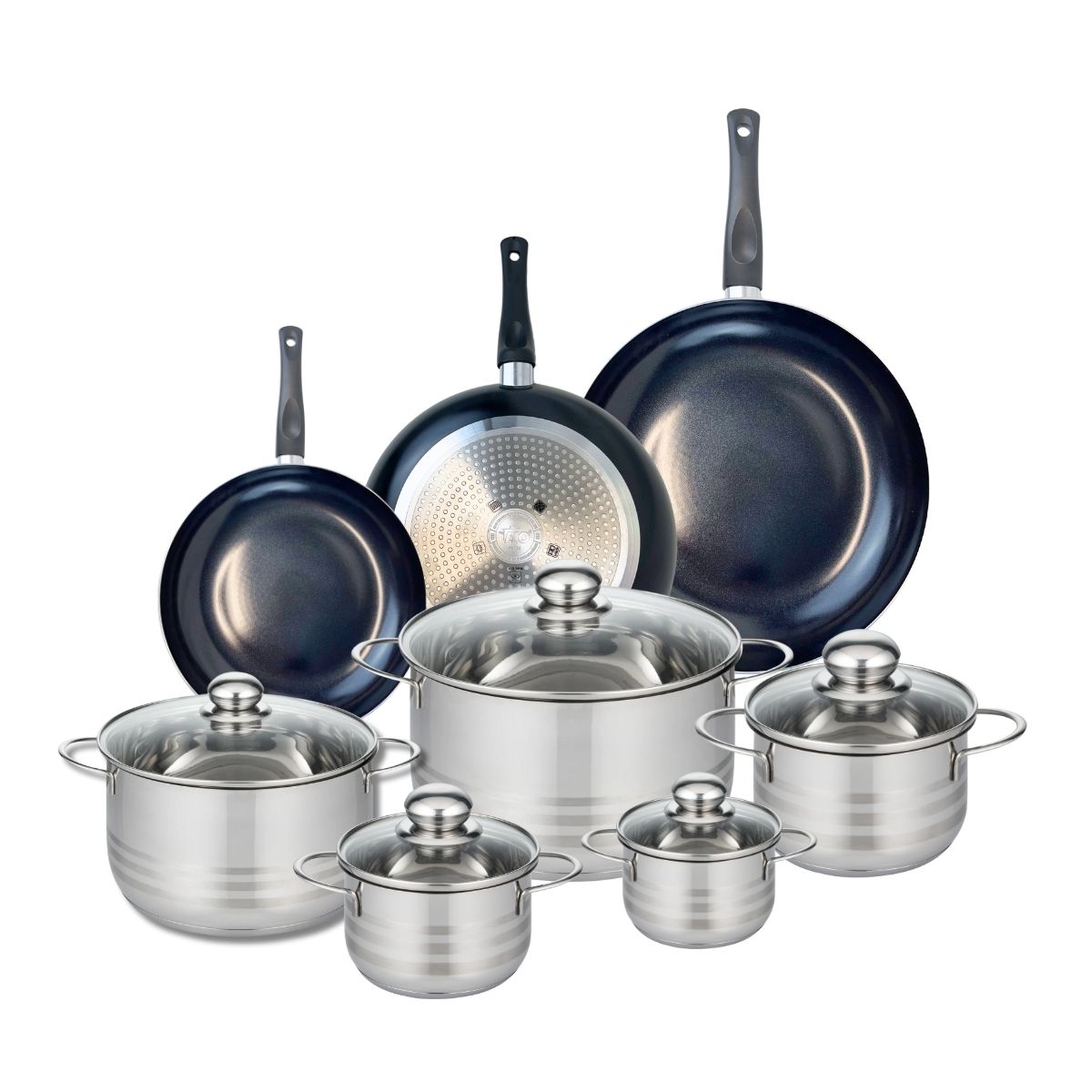 3 poêles 20/24/28cm + 5 faitouts 12/14/16/20/24cm PRIMA BRILLANT, ELO