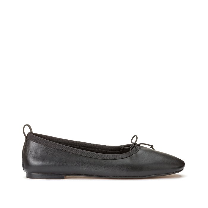 Leather ballet flats with bow detail La Redoute Collections | La Redoute