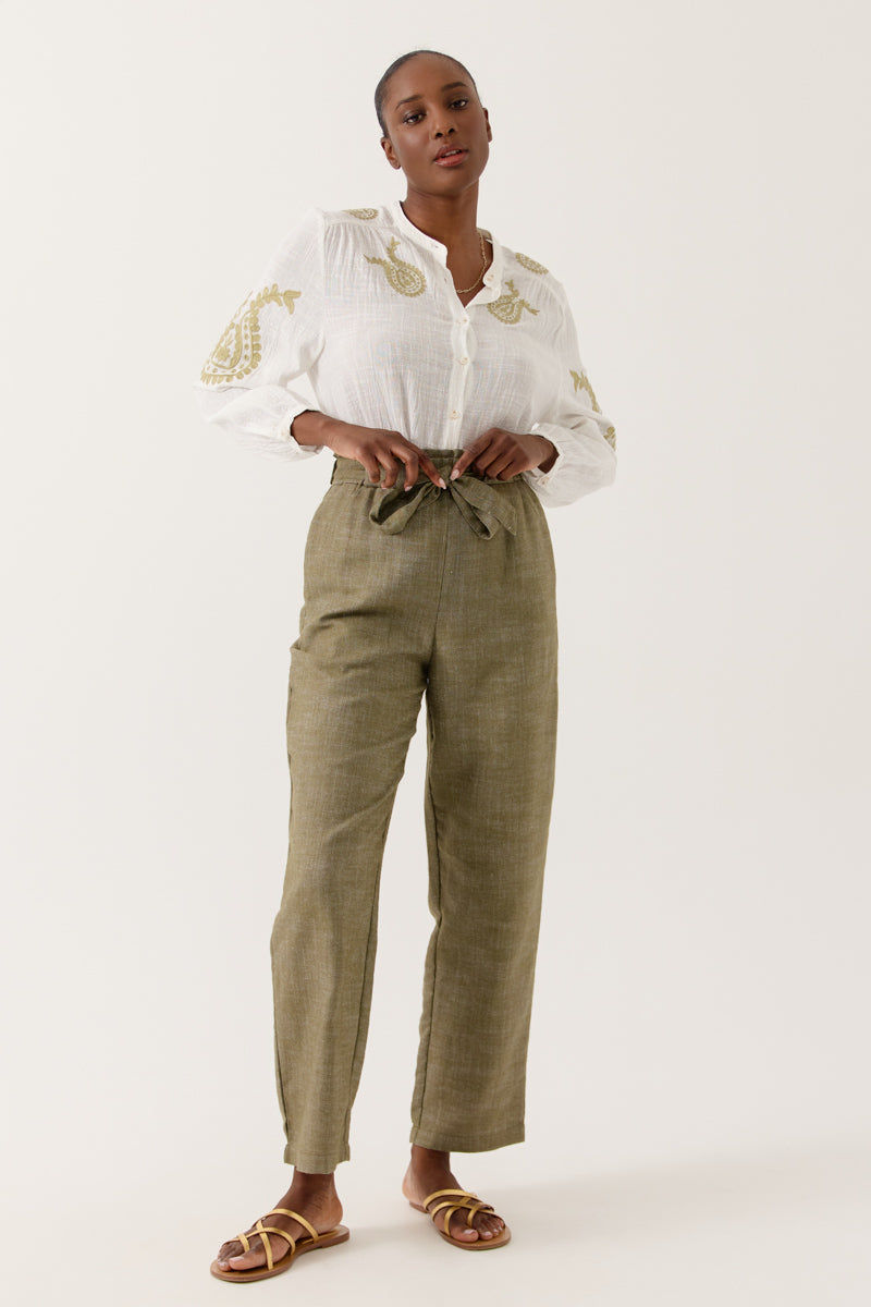 Chemise Opheria à manches longues, encolure ronde et broderies, ARTLOVE