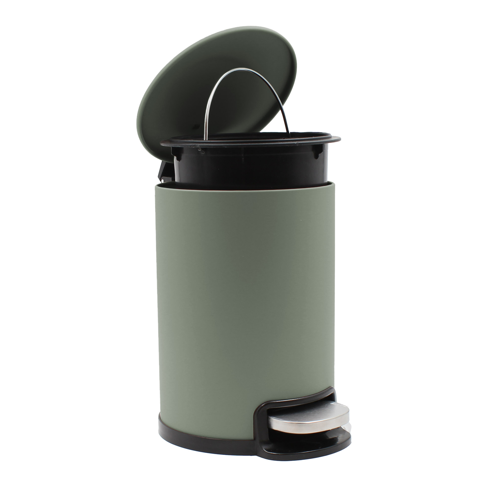 Poubelle de salle de bain Tendance Bamboo vibe - fermeture soft - noir - 3 litres - métal