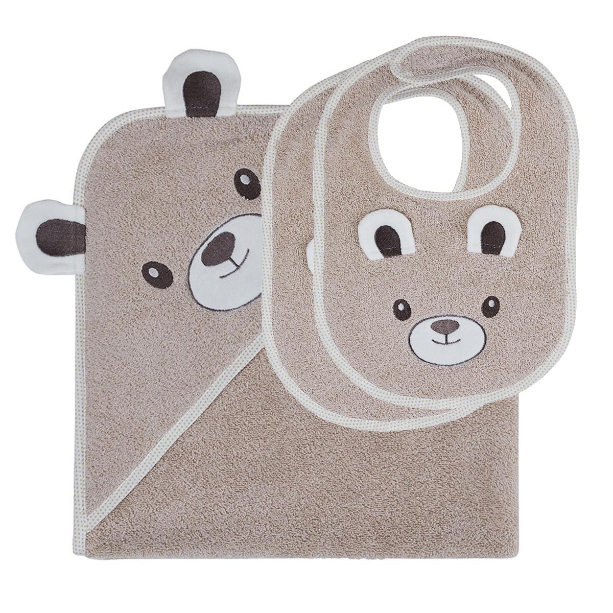 Ensemble bébé cape de bain + 2 bavoirs BOBBY L'OURS, SENSEI MAISON