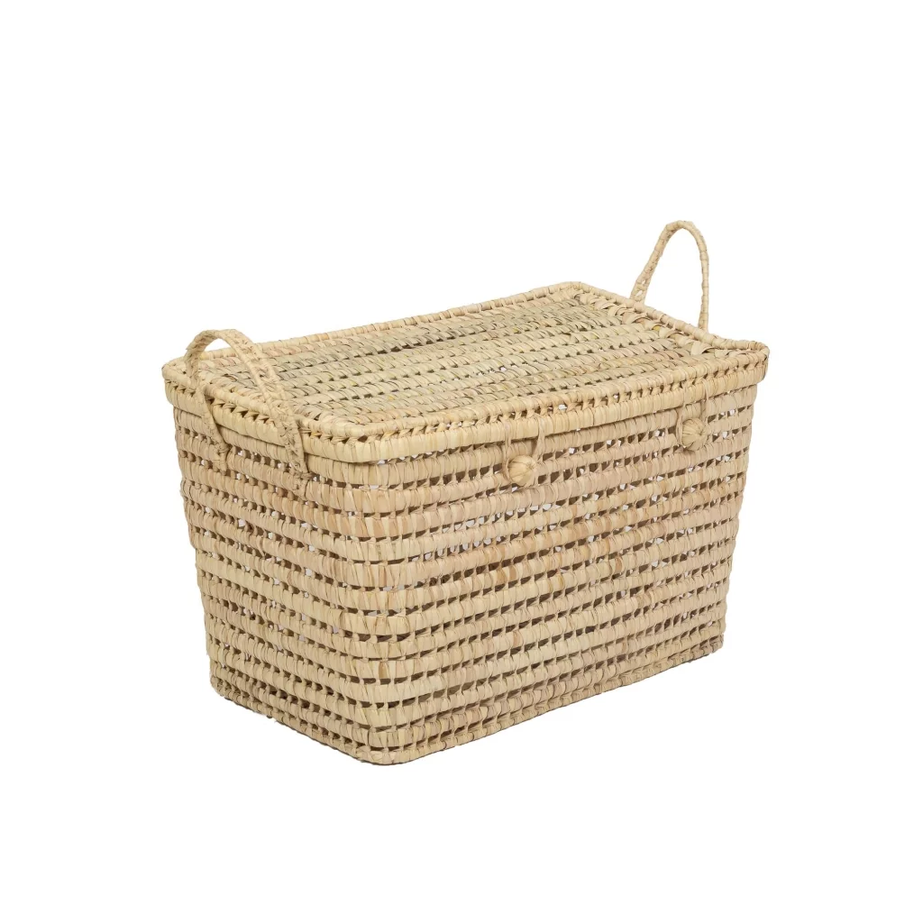 Grand coffre de rangement en feuille de palmier PILOU, HYDILE